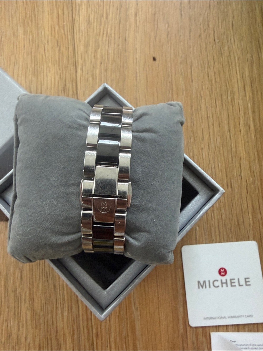 Michele Men’s Silver Bracelet Watch with Black Dial - Picture 3 of 6